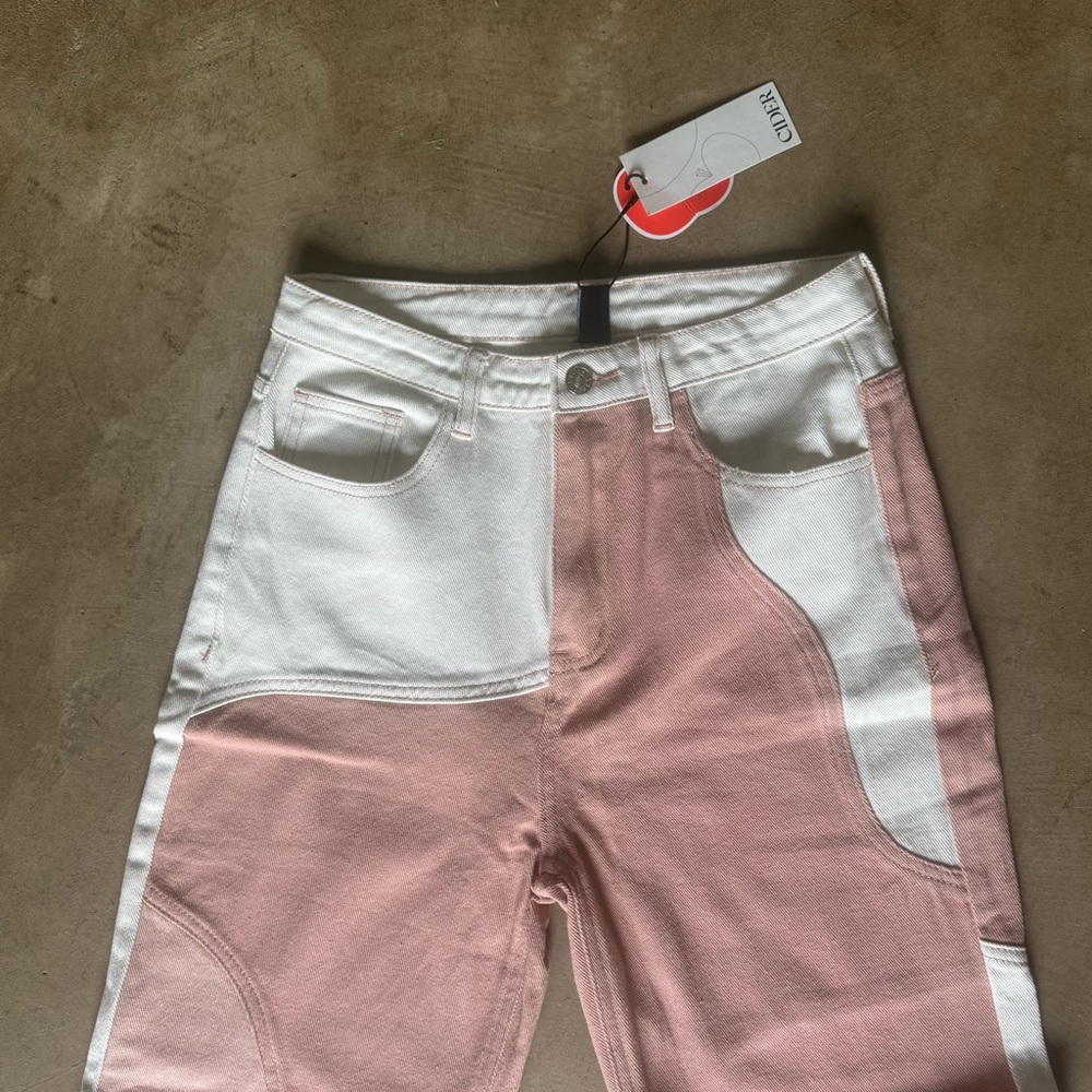 NWT Cider Pink, light Pink and White Patch Denim Jeans 100% cotton (S)